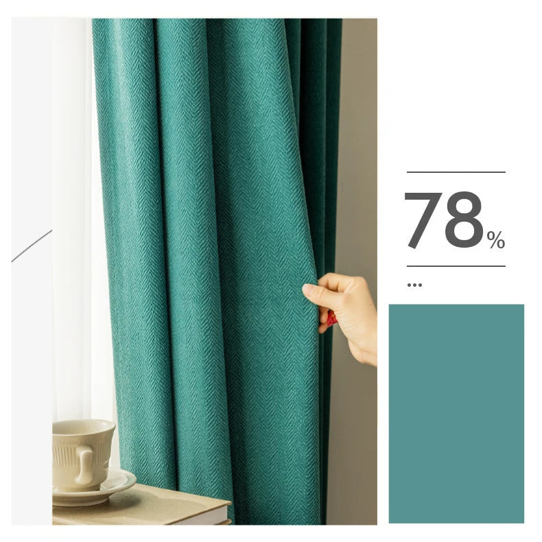 Chenille Blackout Curtains With Herringbone Texture