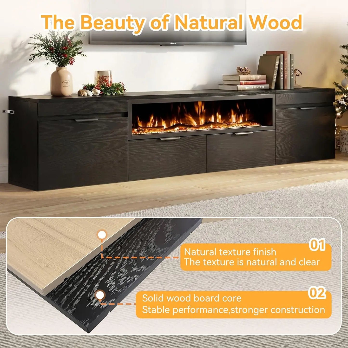 Electric Fireplace TV Stand With No Heat Insert