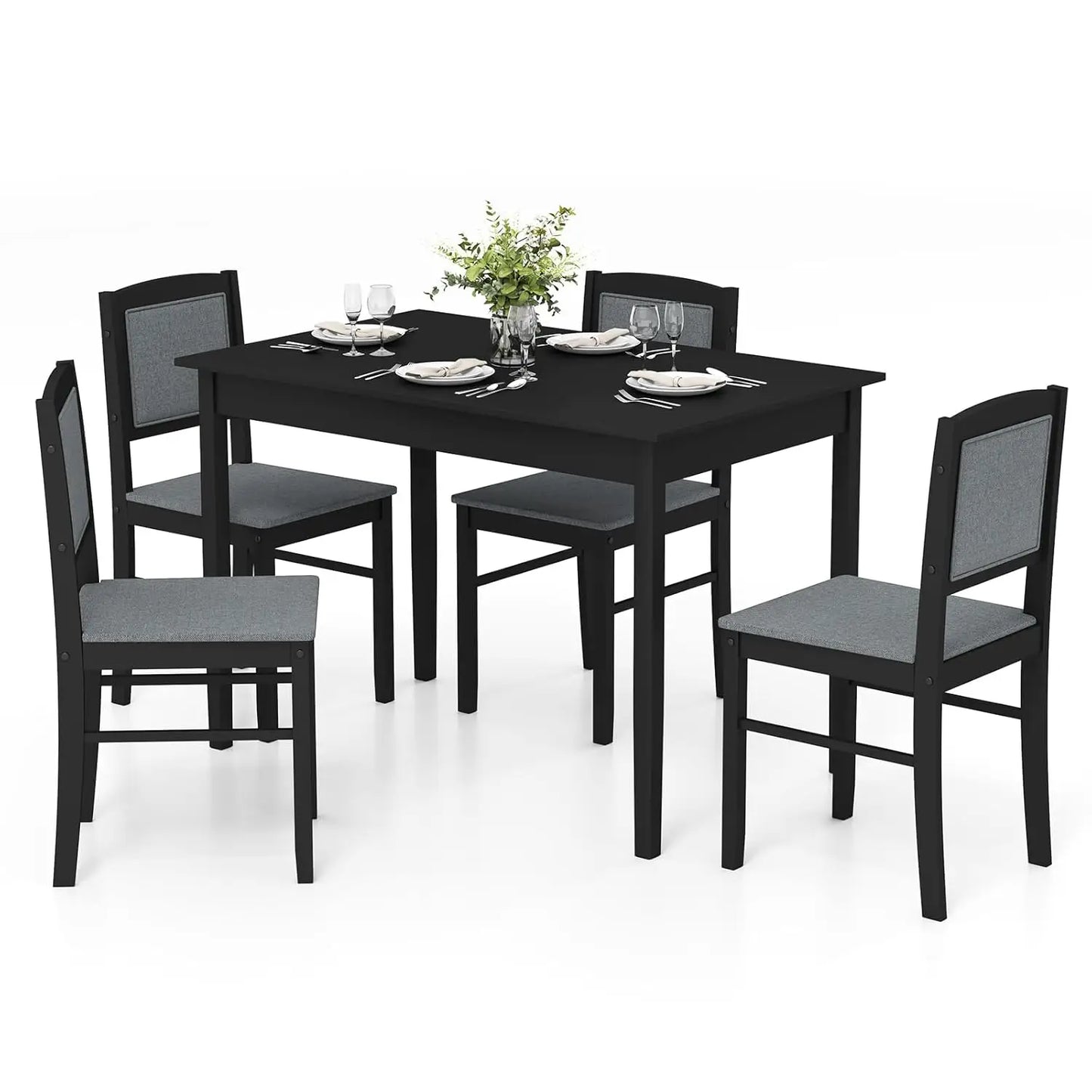 Farmhouse Solid Wood Dining Table Set For Four