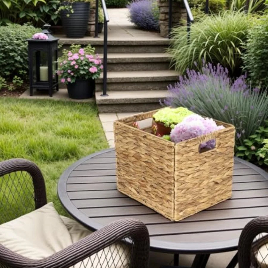 Water Hyacinth Storage Baskets With Handles Foldable