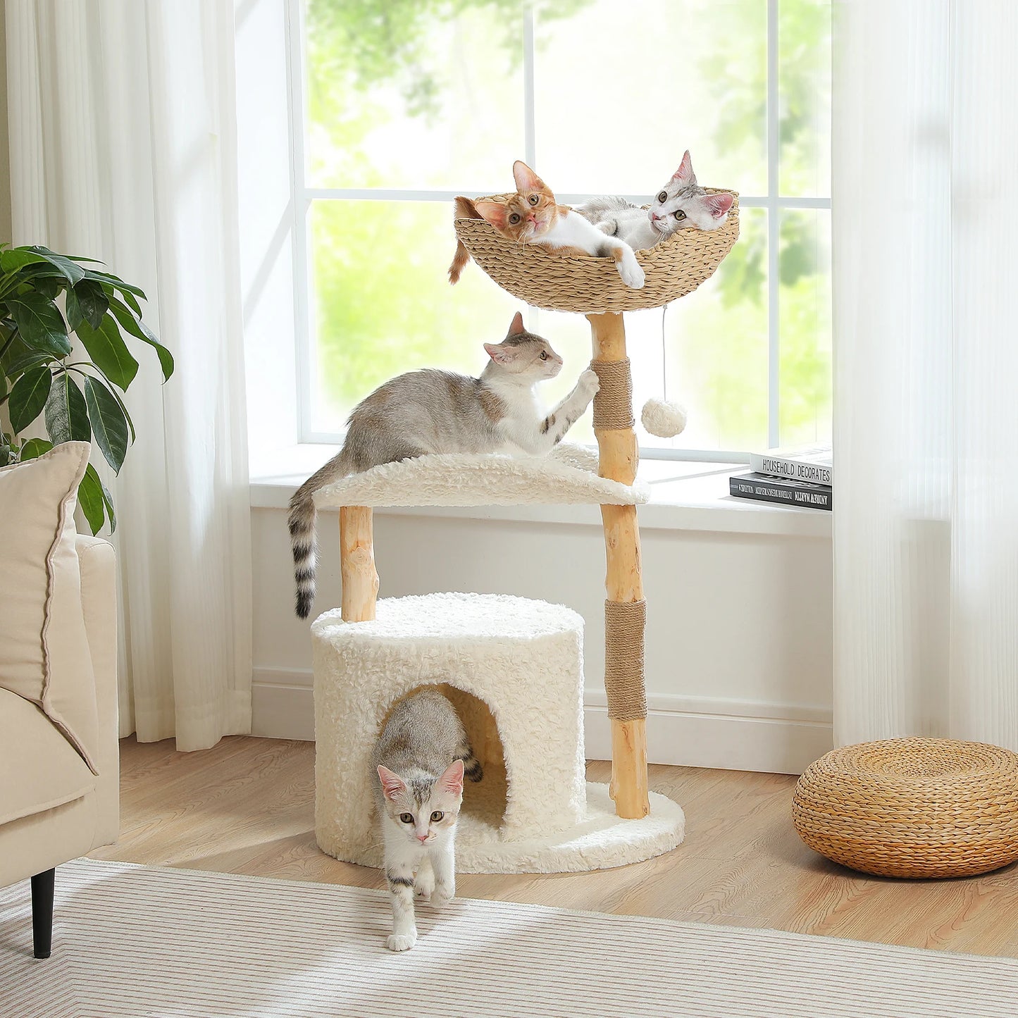 PAWZ Road Modern Cat Tree Tower With Wood Scratching Posts