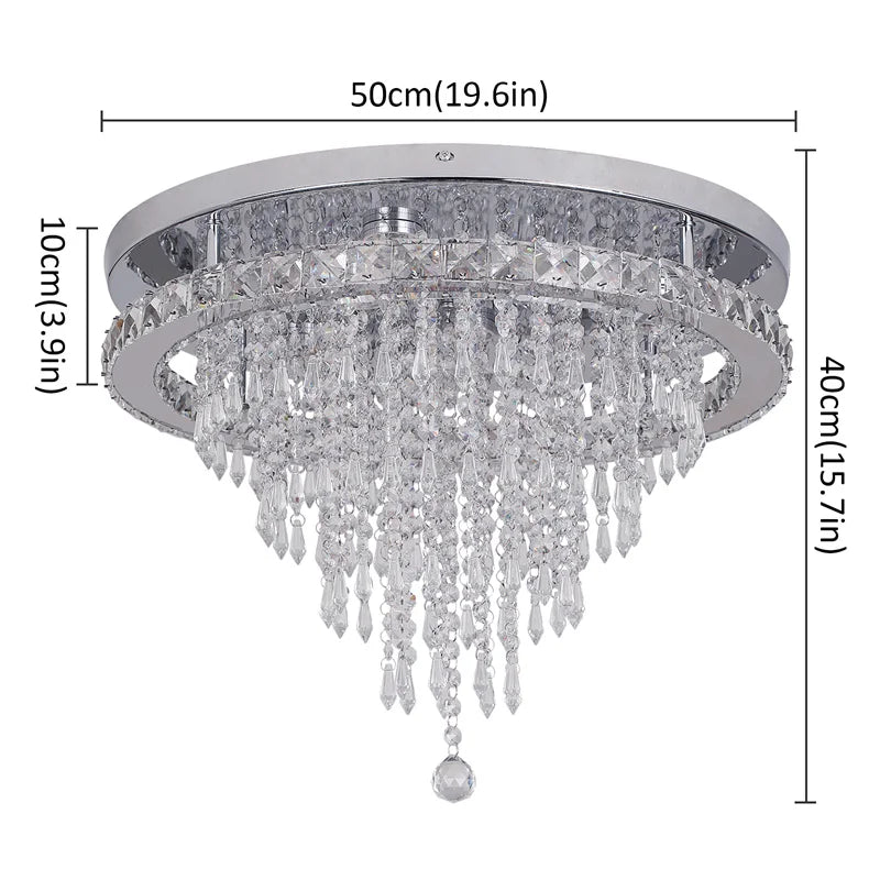 VETRULUS Modern Crystal LED Pendant Chandelier With Remote