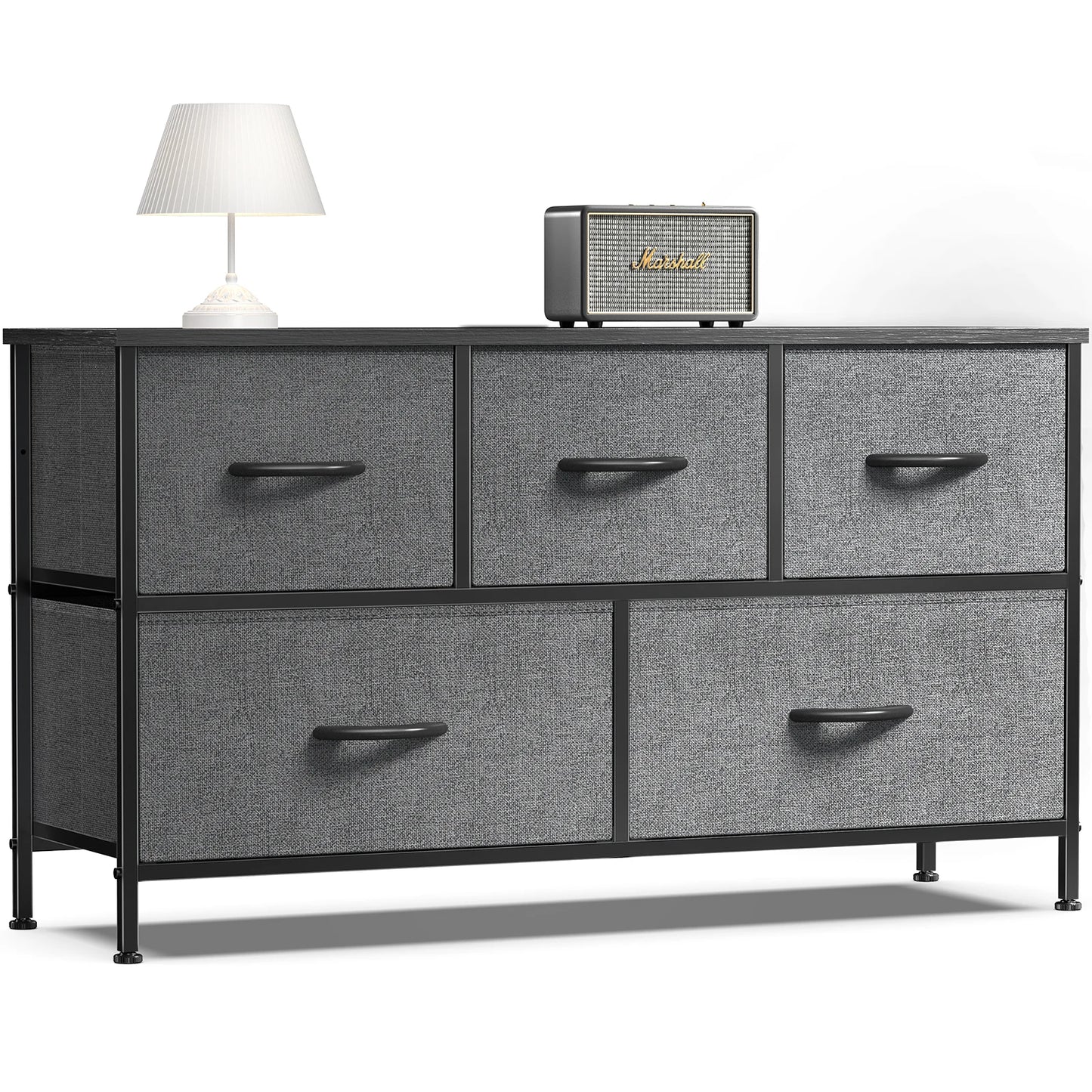 JHK Living Room Display Cabinet With Five Fabric Drawers