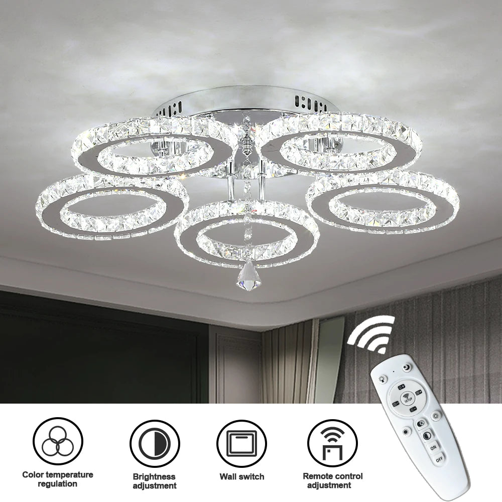 Vetrulus Crystal Led Ceiling Chandelier Light For Dining