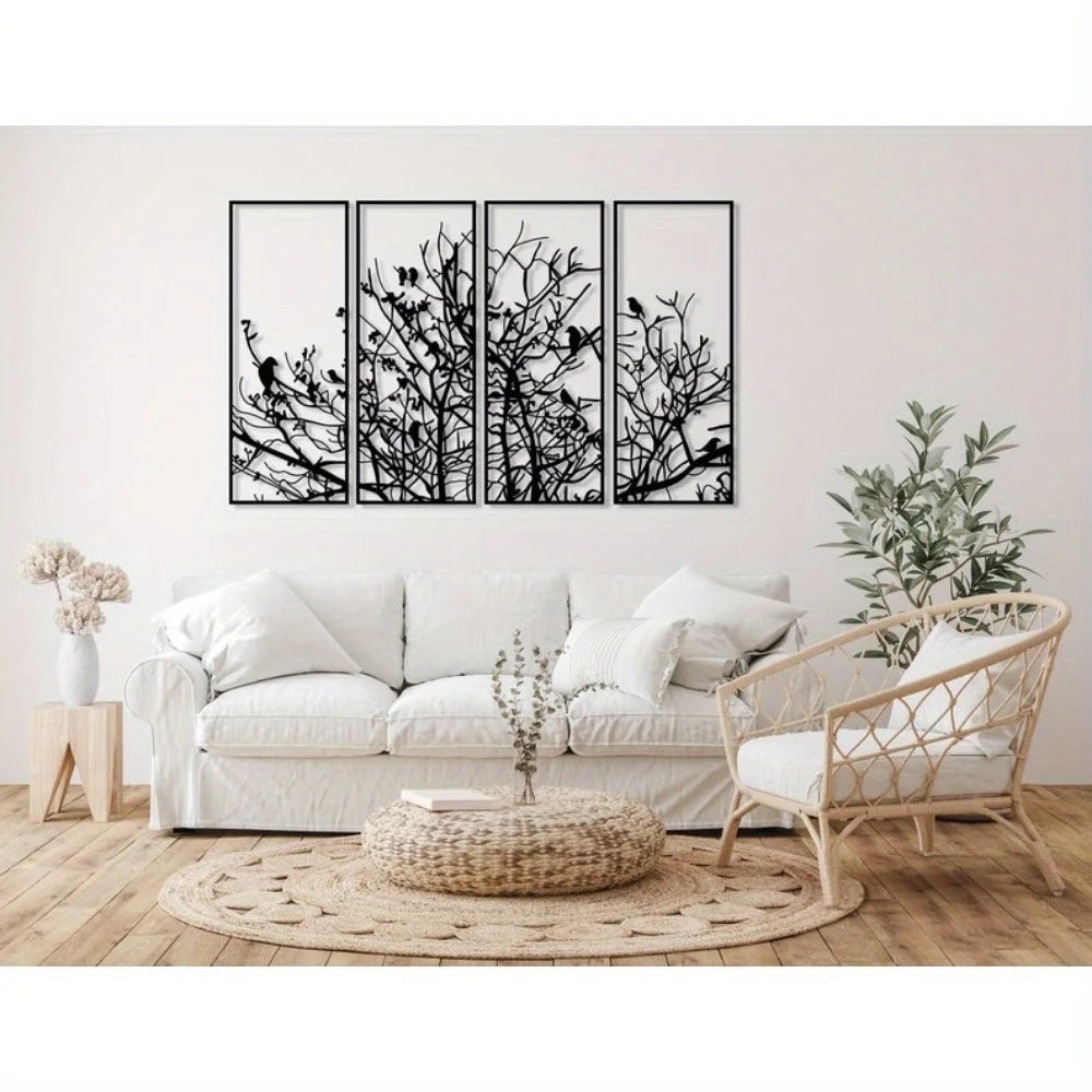 Tree Of Life Four Panel Wall Decor Mid Century