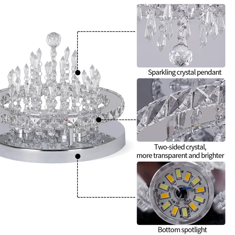 VETRULUS Modern Crystal LED Pendant Chandelier With Remote