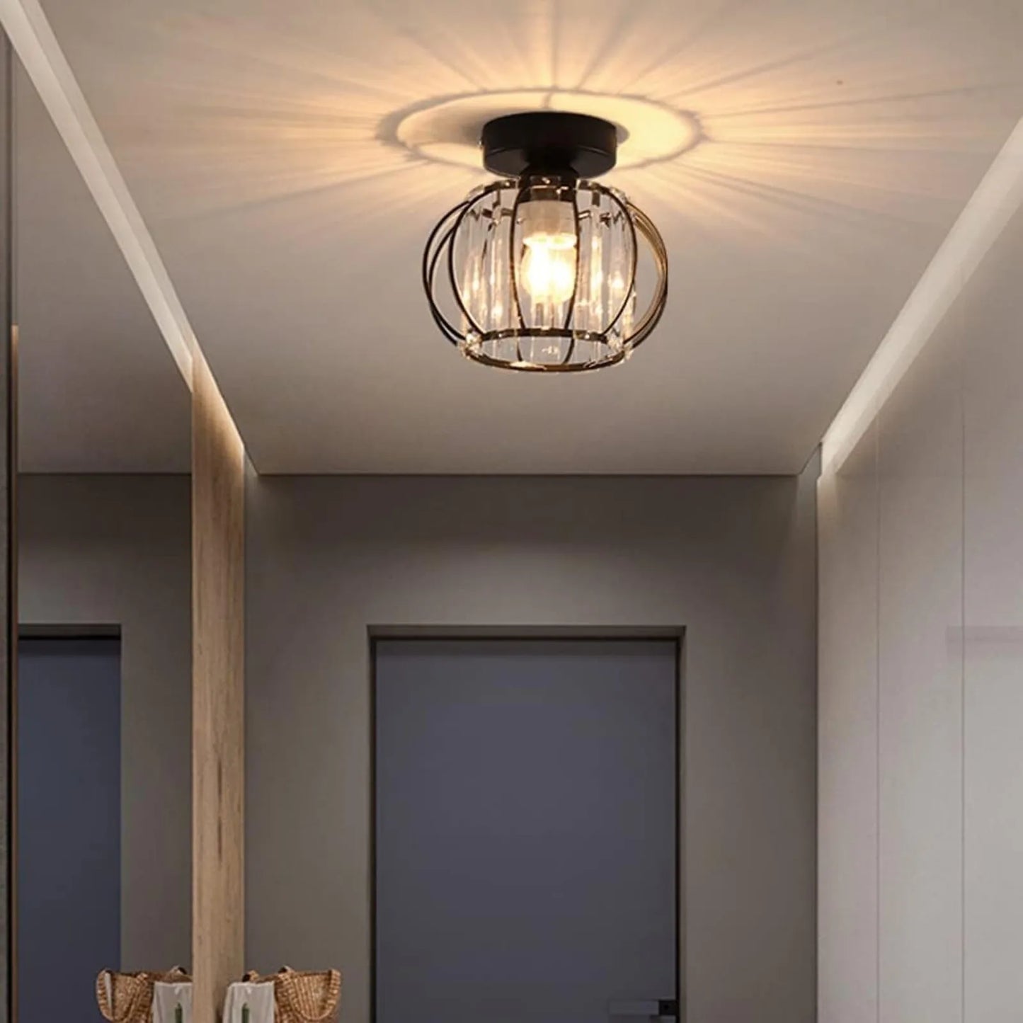 Modern Semi Flush Mount Ceiling Light Fixture With Crystal