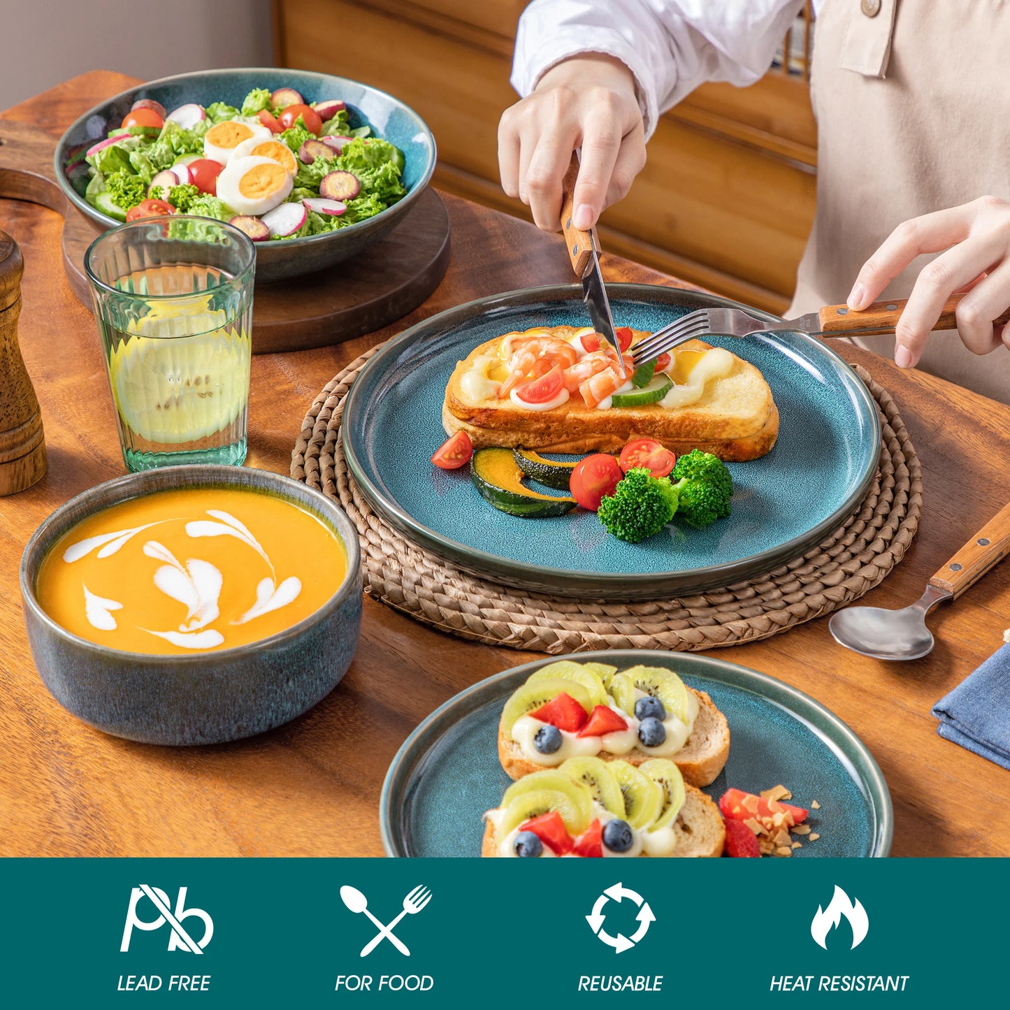 MALACASA Reactive Glaze Ceramic Dinnerware Set