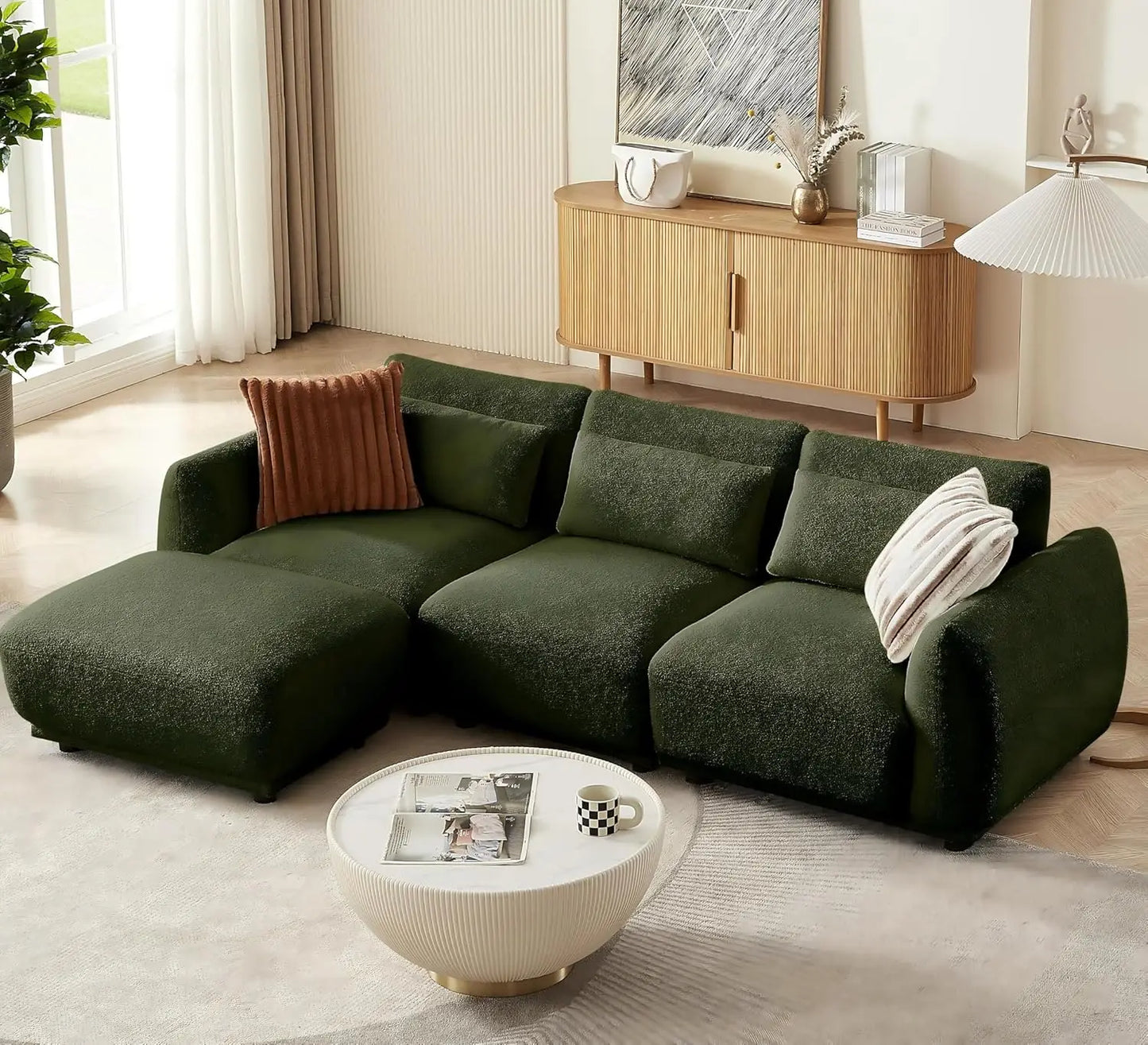 L Shaped Modular Sectional Couch With Convertible Ottoman
