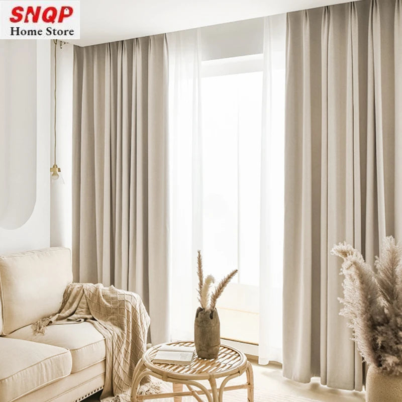 Chenille Blackout Curtains With Herringbone Texture