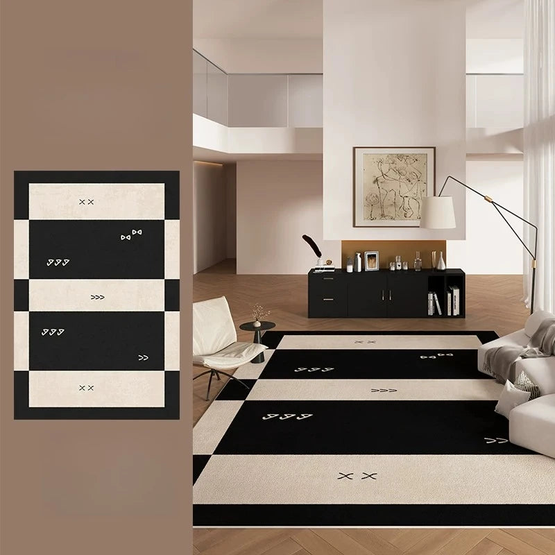 Retro Style Living Room Rug Geometric Polyester Mat