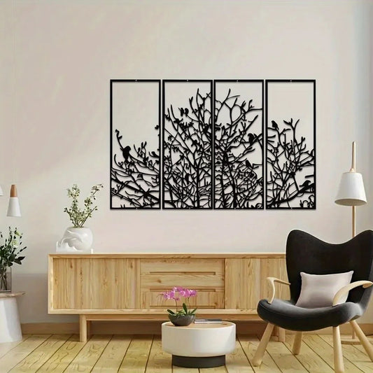 Tree Of Life Four Panel Wall Decor Mid Century
