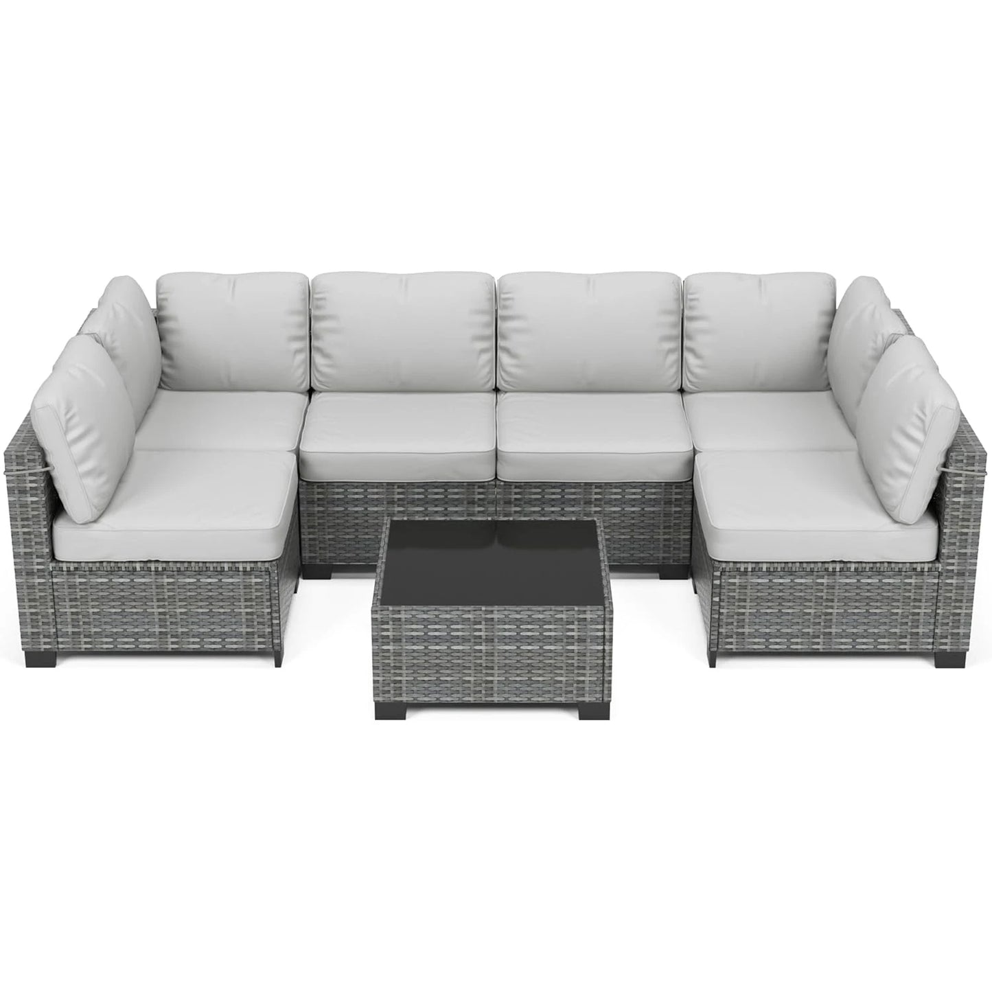 HobbyLane 7 Piece Modular Outdoor Furniture Set PE Rattan