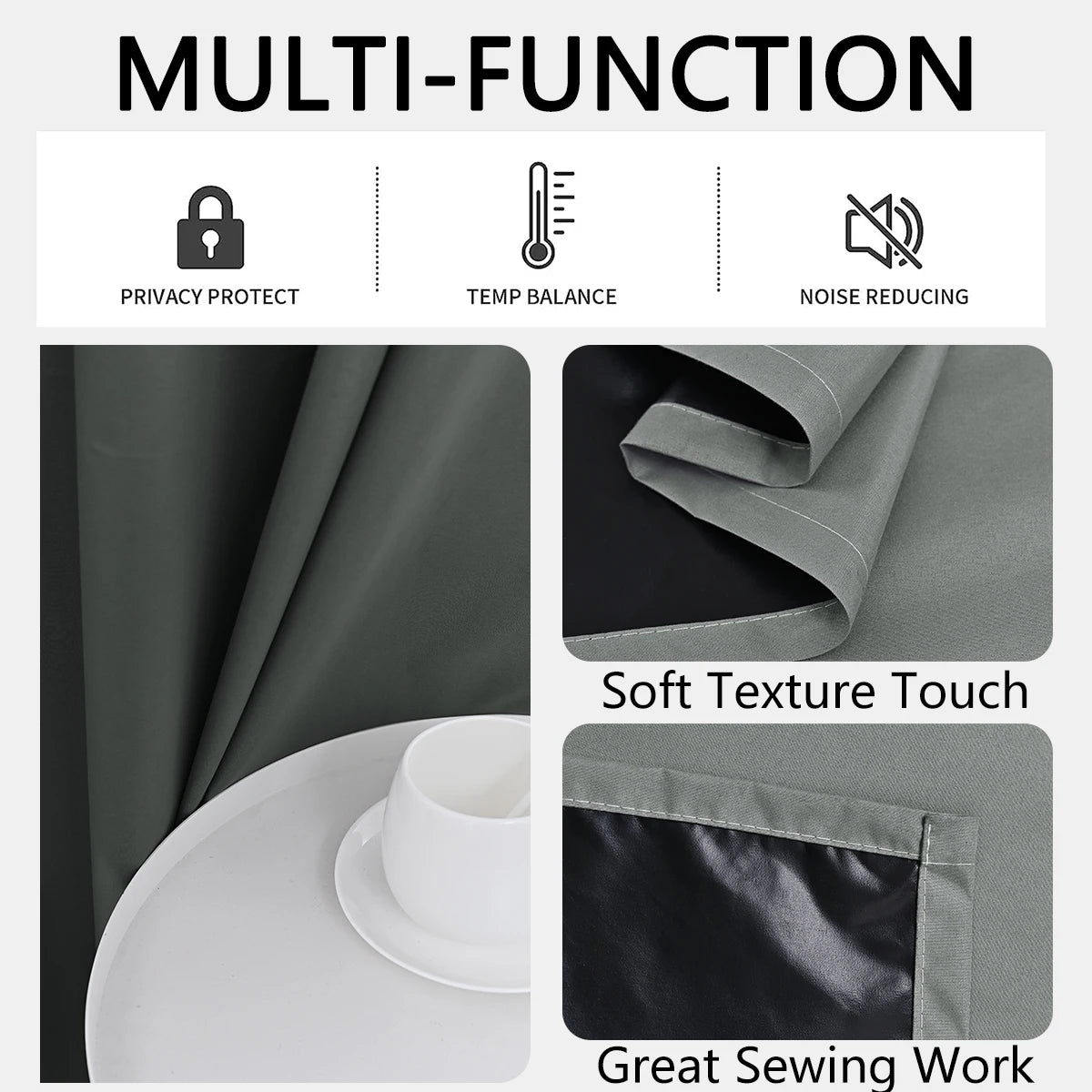 2 Piece Modern Blackout Curtain With Coated Lining