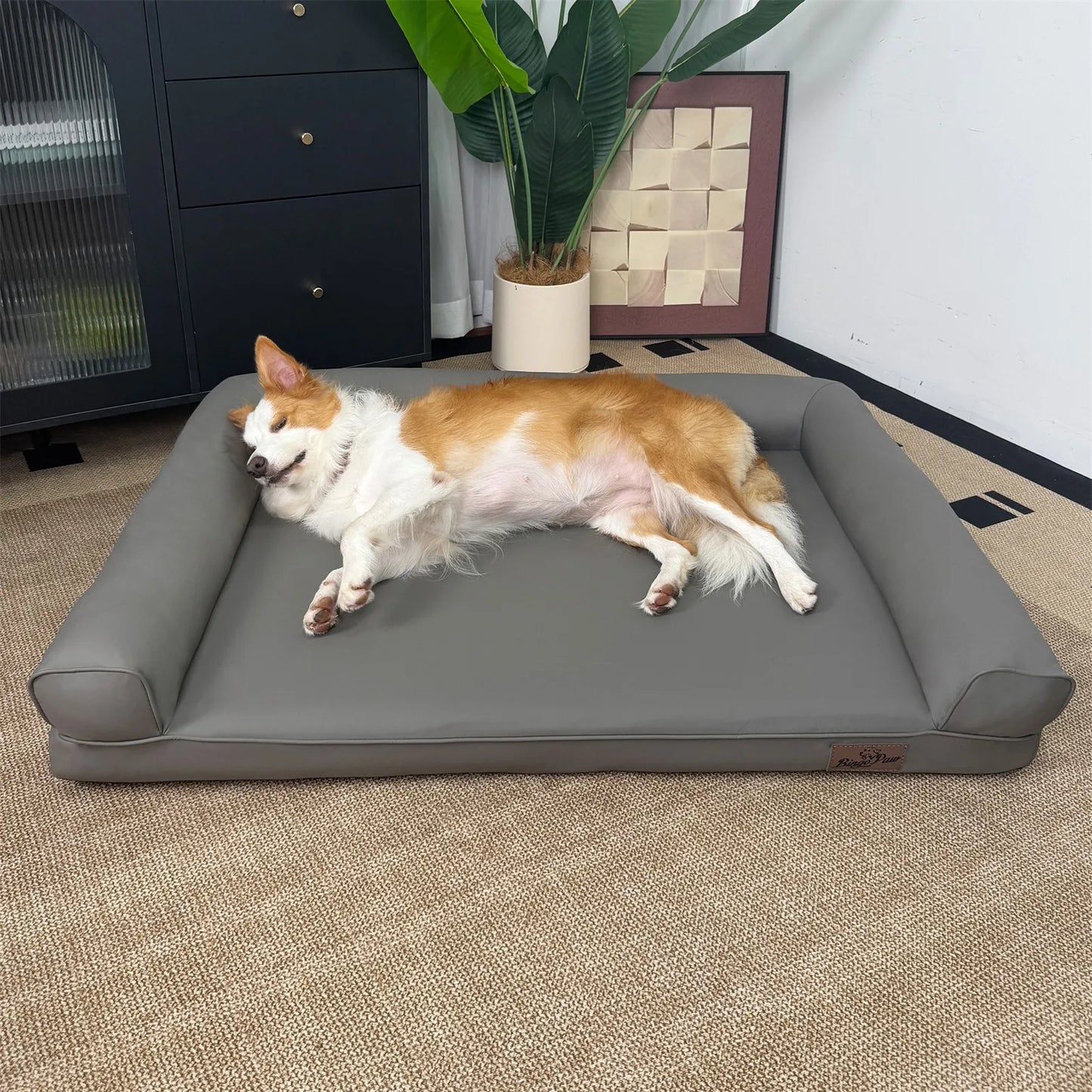Borwart Orthopedic Dog Bed Bolster With Removable Cover