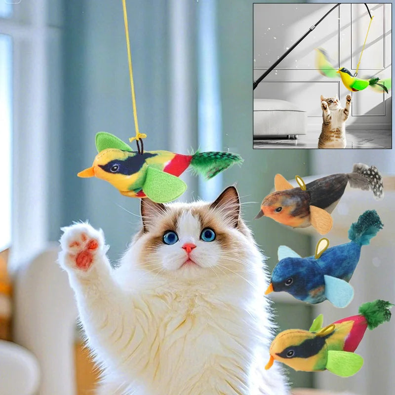Interactive Cat Toy Flapping Bird Plush With Realistic Chirp