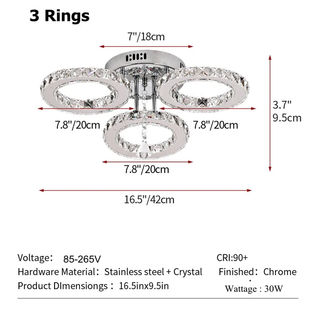 GreeLustr Led Crystal Pendant Light Modern Chandelier