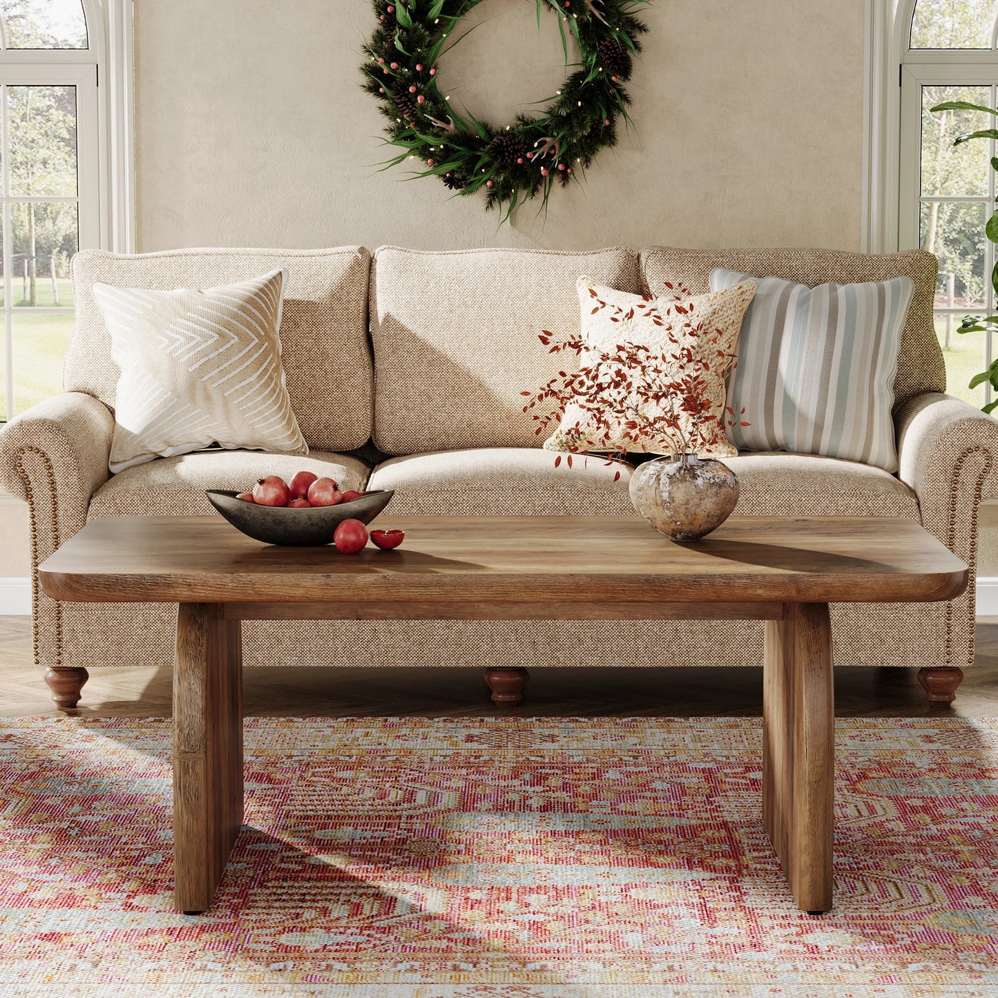 Tribesigns Farmhouse Coffee Table Engineered Wood