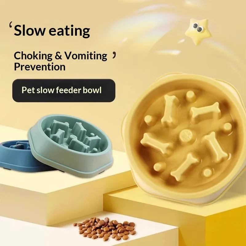 Slow Feeder Dog Bowl, Anti Choking, Non Slip Double Bowls