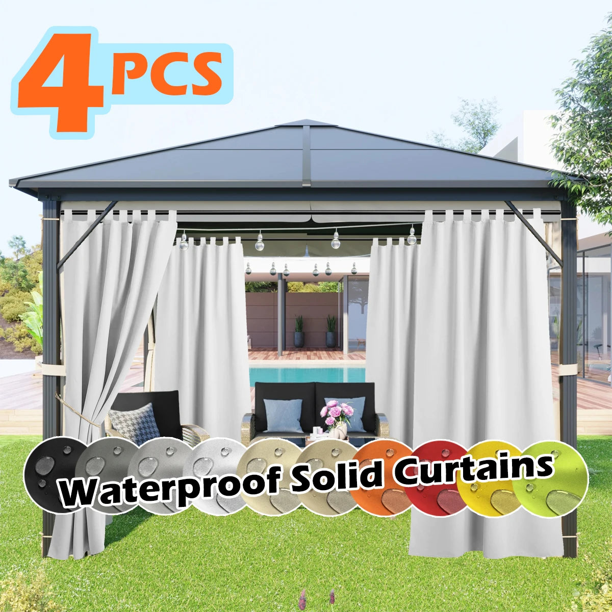 SABALANICA Outdoor Curtains Waterproof UV Resistant Tab Top