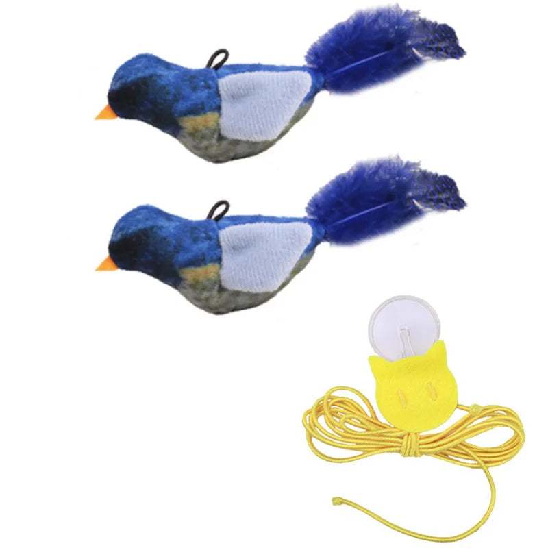 Interactive Cat Toy Flapping Bird Plush With Realistic Chirp