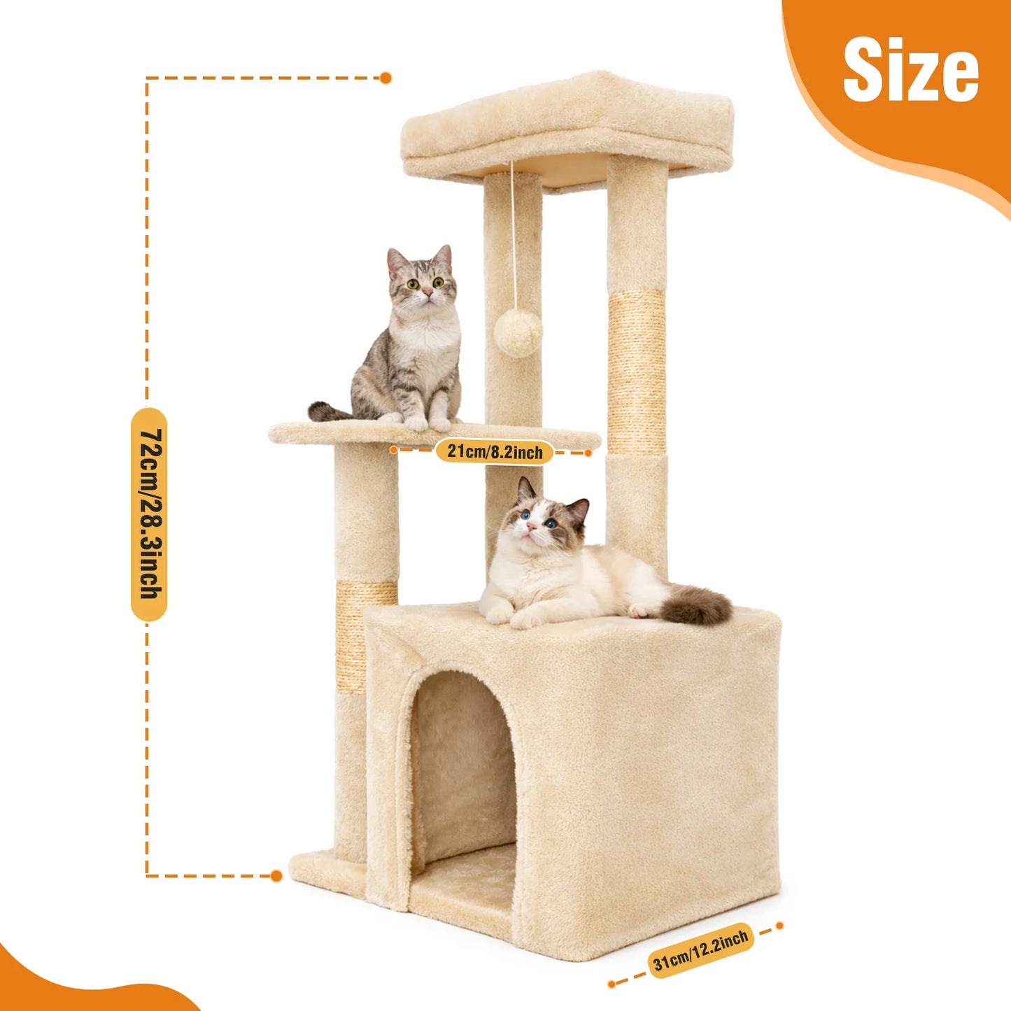 Indoor Cat Tree Tower With Scratching Posts And Condo