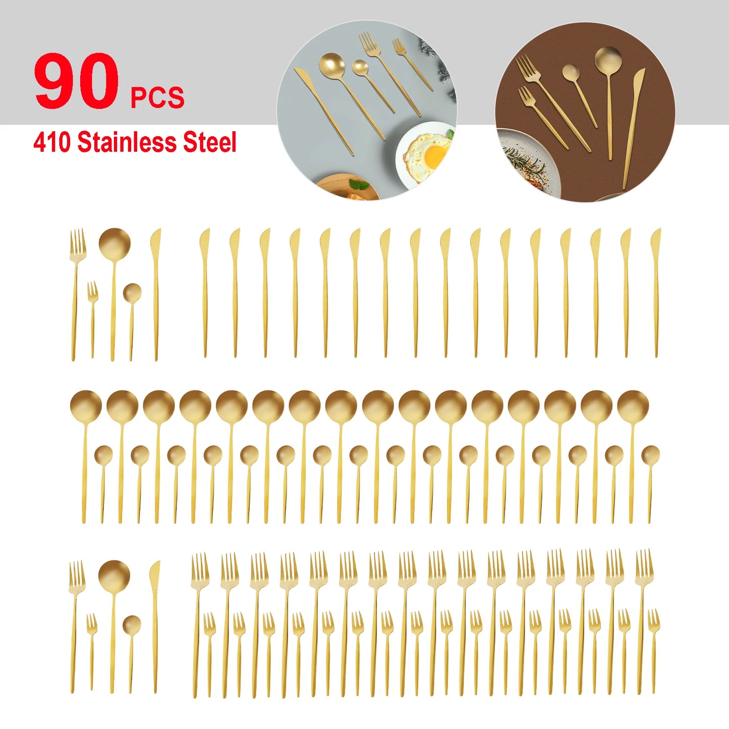 Stainless Steel Silverware Set 90Pcs Heavy Duty for Weddings