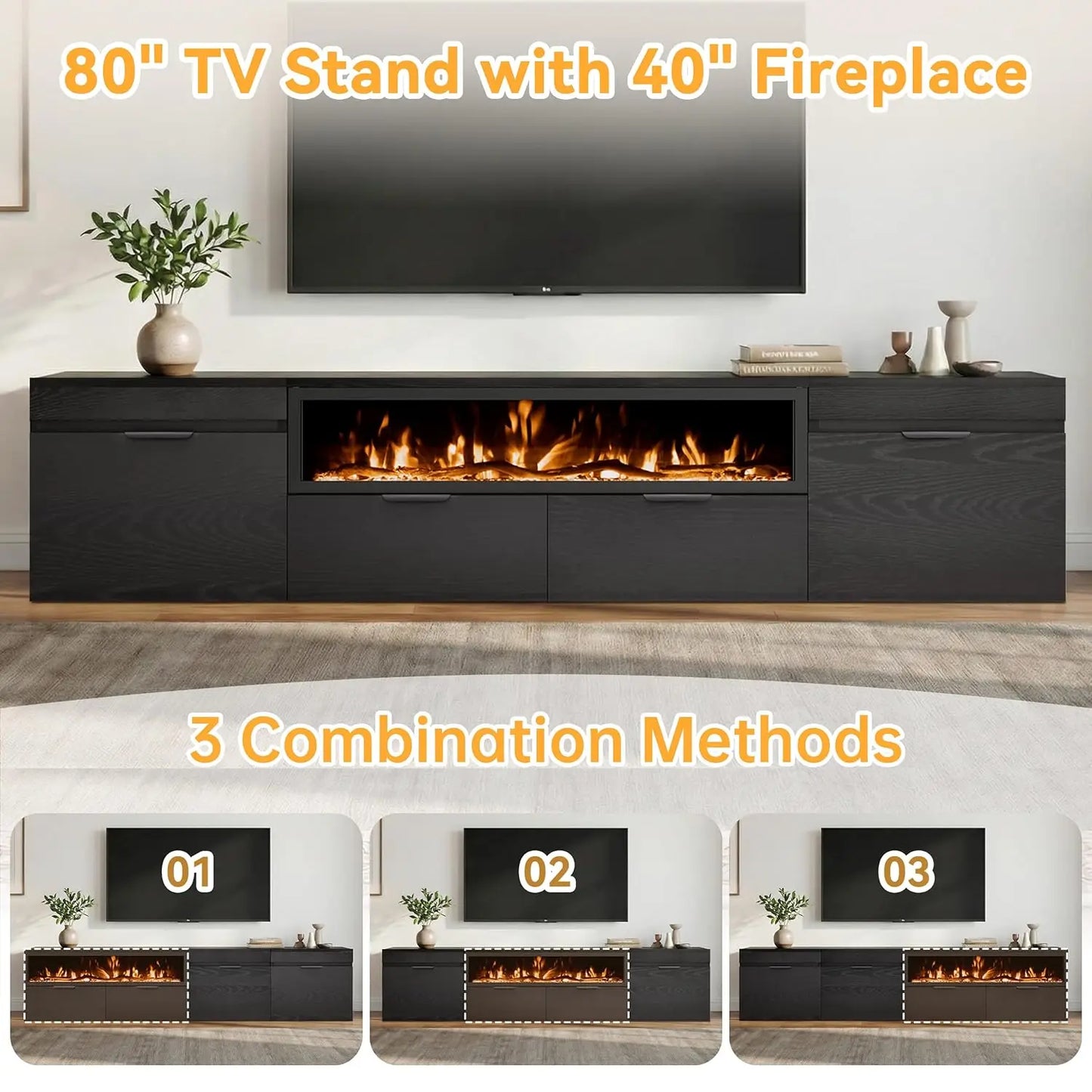 Electric Fireplace TV Stand With No Heat Insert