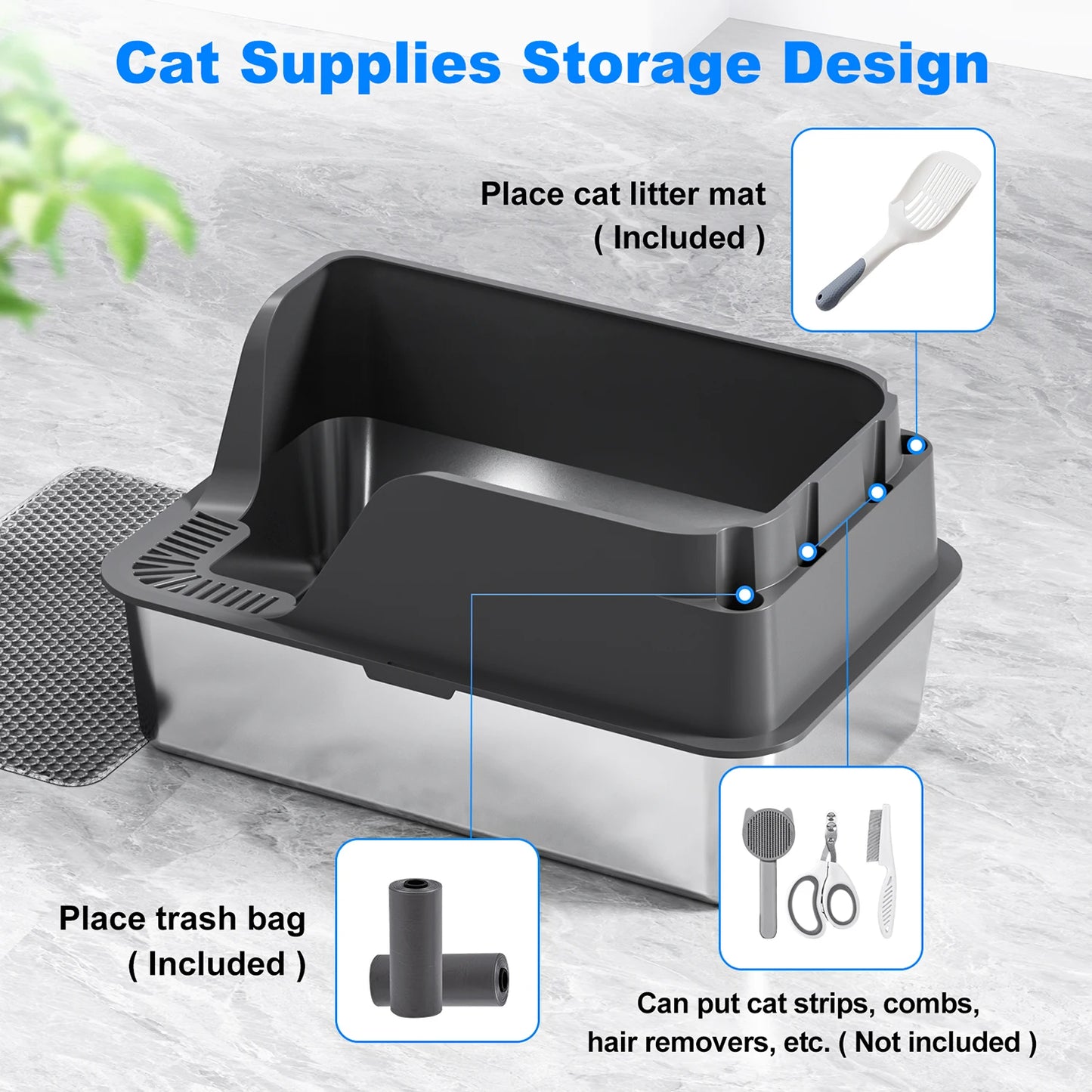 Stainless Steel Cat Litter Box Leak Proof