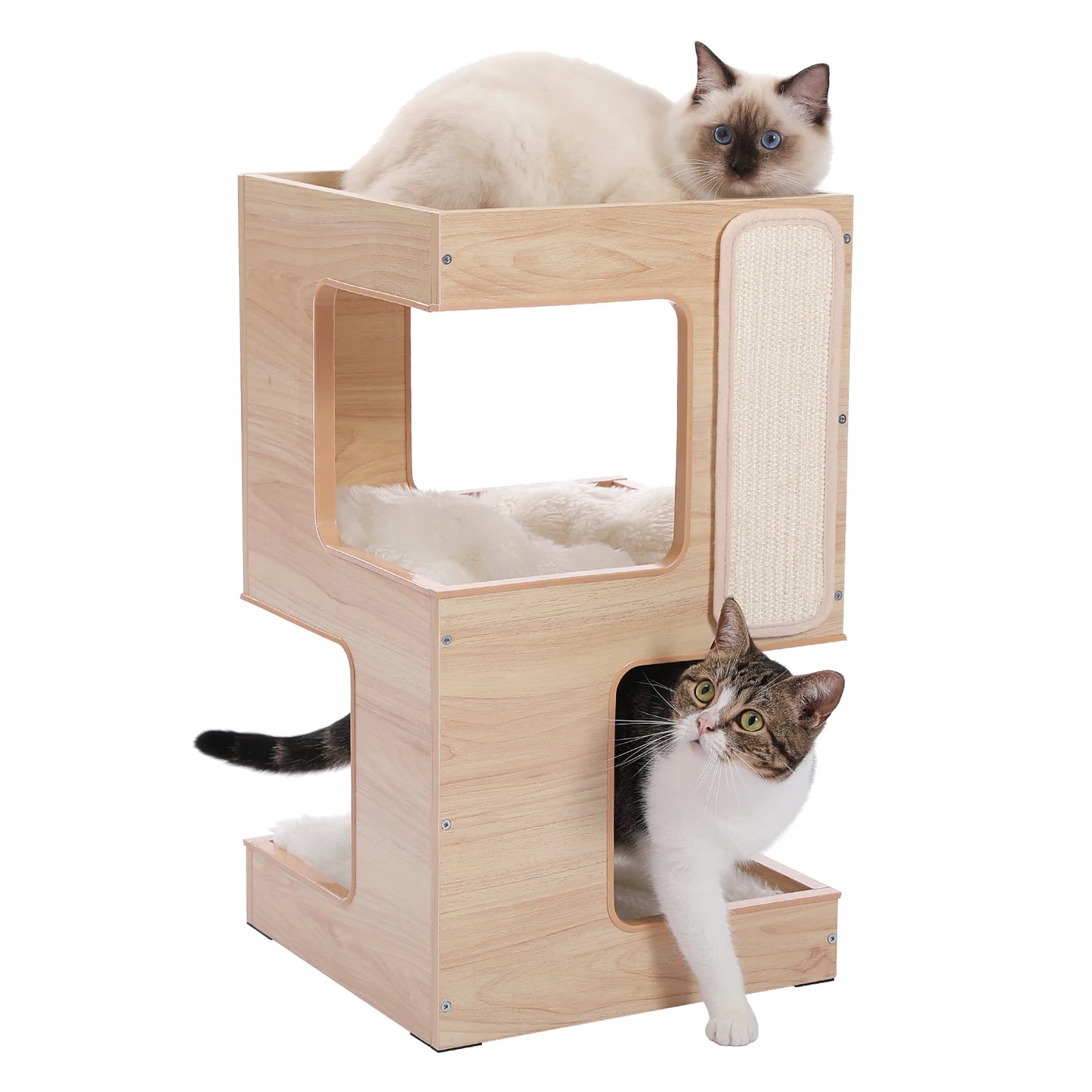 PAWZ Road Wood Cat Condo Bed With Removable Mats