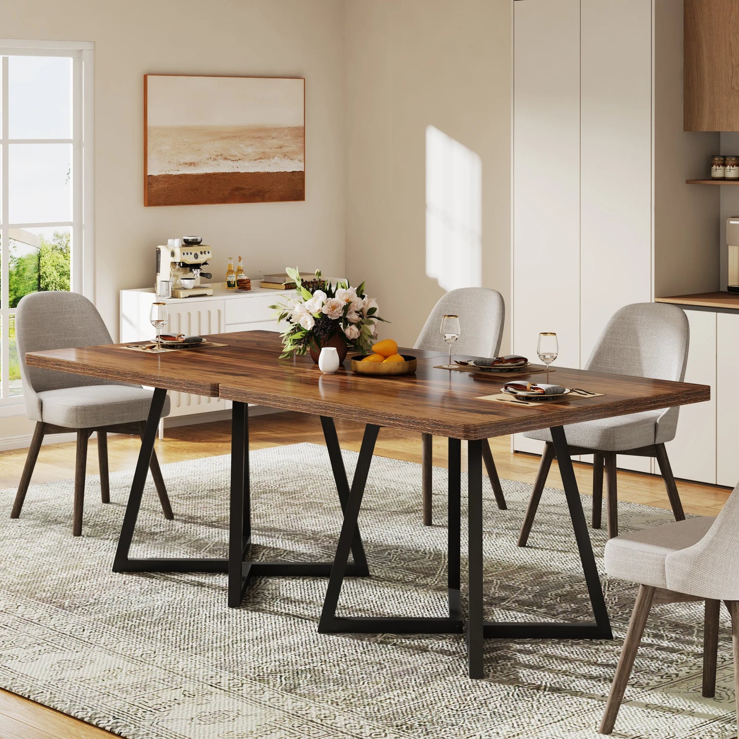Tribesigns Square Dining Table For Four Wood