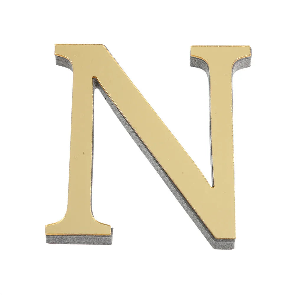 Alphabet 26 Letters 3D Mirror Acrylic Gold Wall Sticker