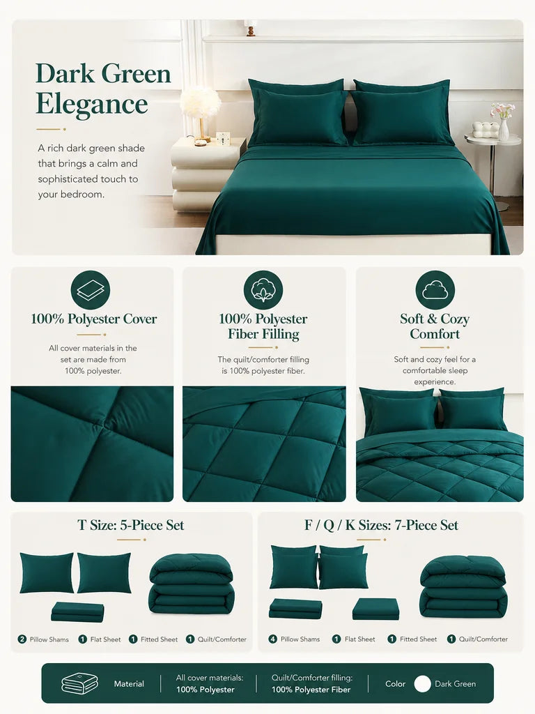 EasYum 7 Piece Bedding Set Quilted Sheets Pillowcases