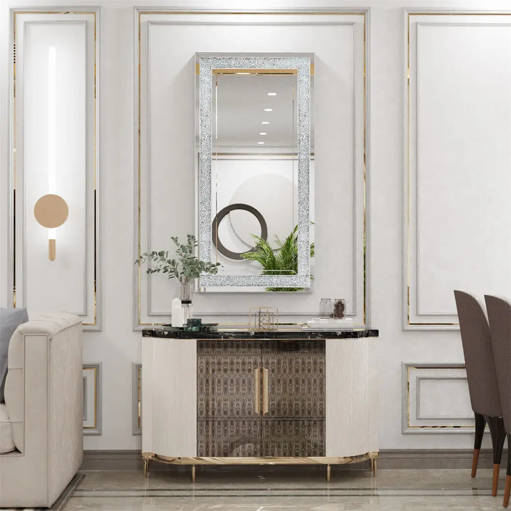 Crystal Crush Diamond Wall Mirror Framed For Living Room