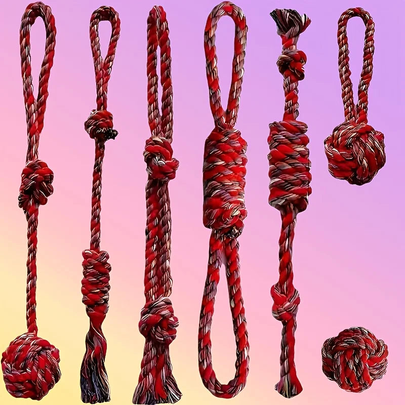 Heavy Duty Dog Rope Toy Set With Braided Knots