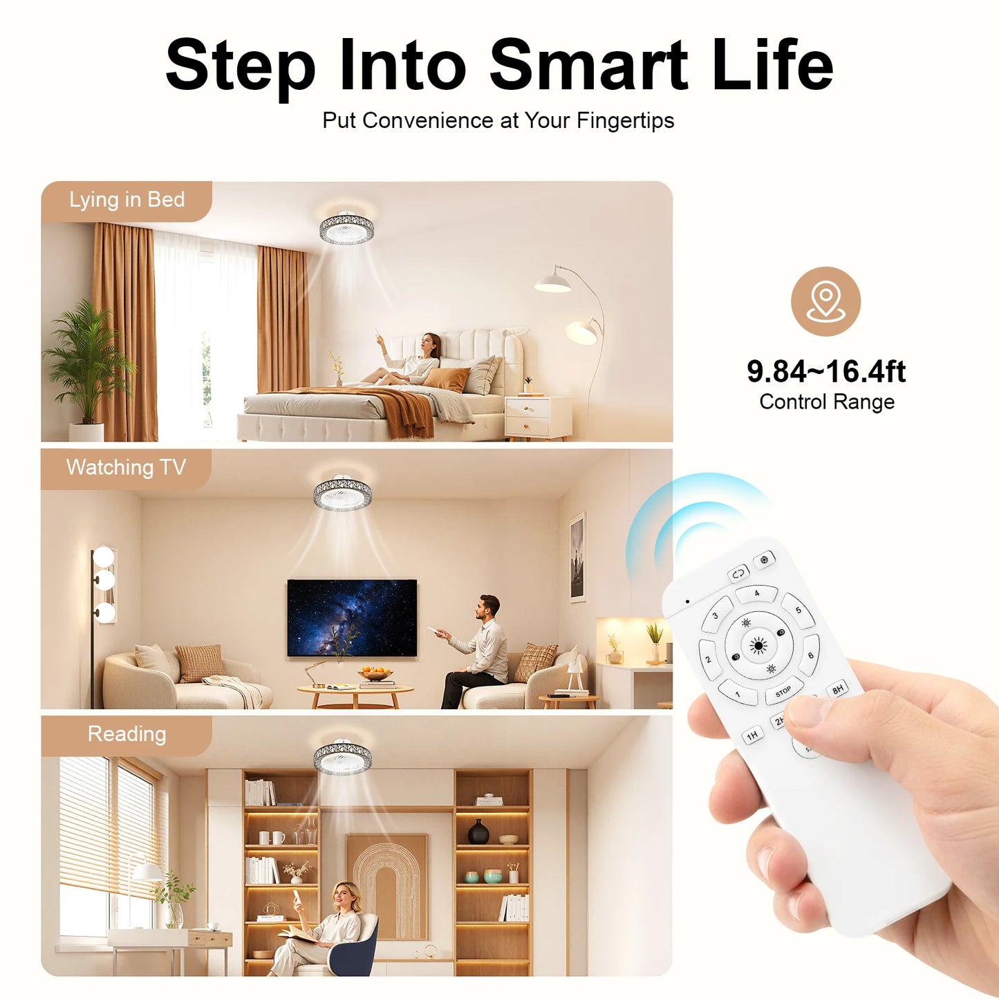 Ceiling Fan Light With Remote Control For Bedroom