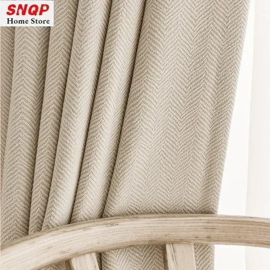 Chenille Blackout Curtains With Herringbone Texture