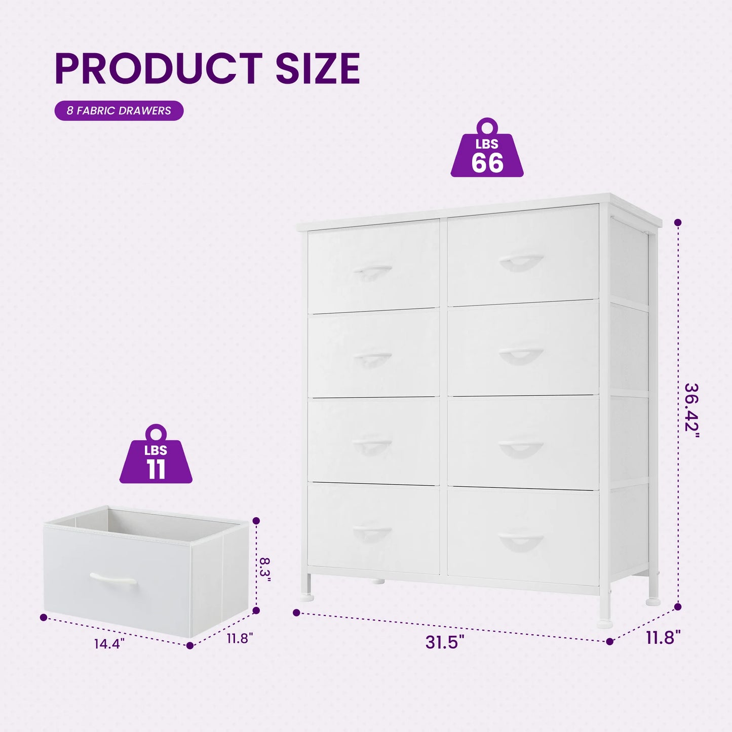 JHK Dresser Wardrobe For Bedroom With Eight Drawers