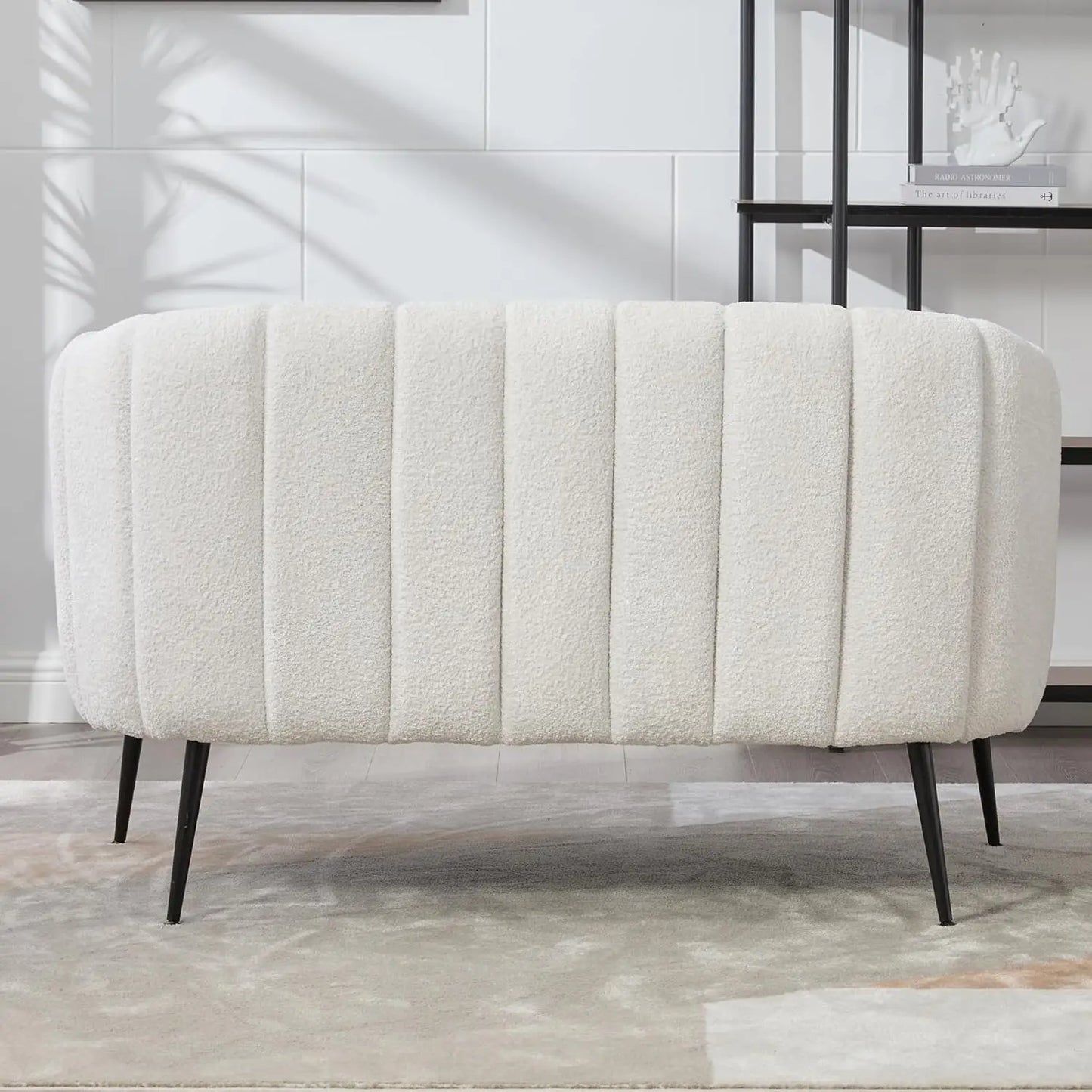 Chenille Loveseat With Metal Legs Modern Glam