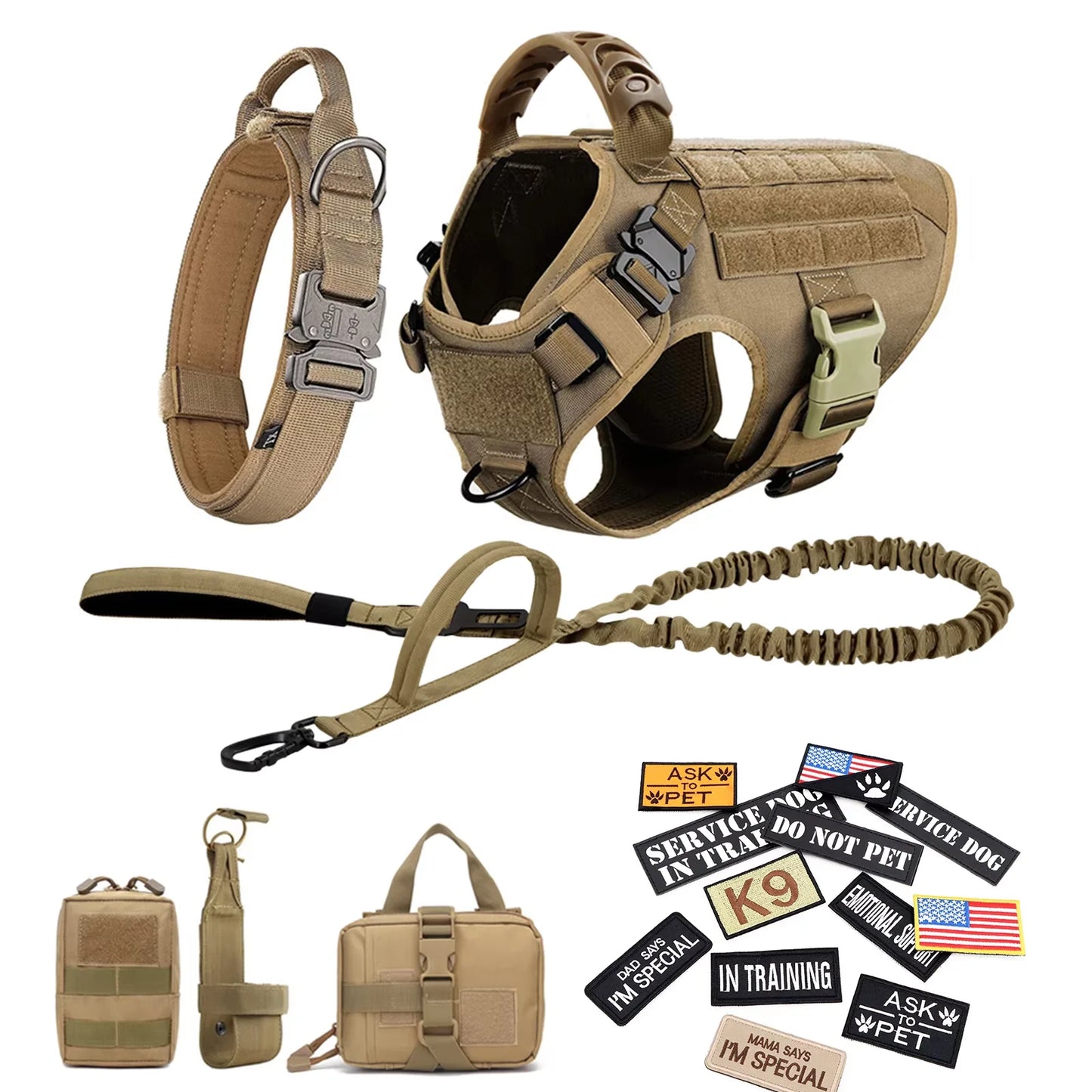 Tactical Dog Harness Vest Set Malinois Training