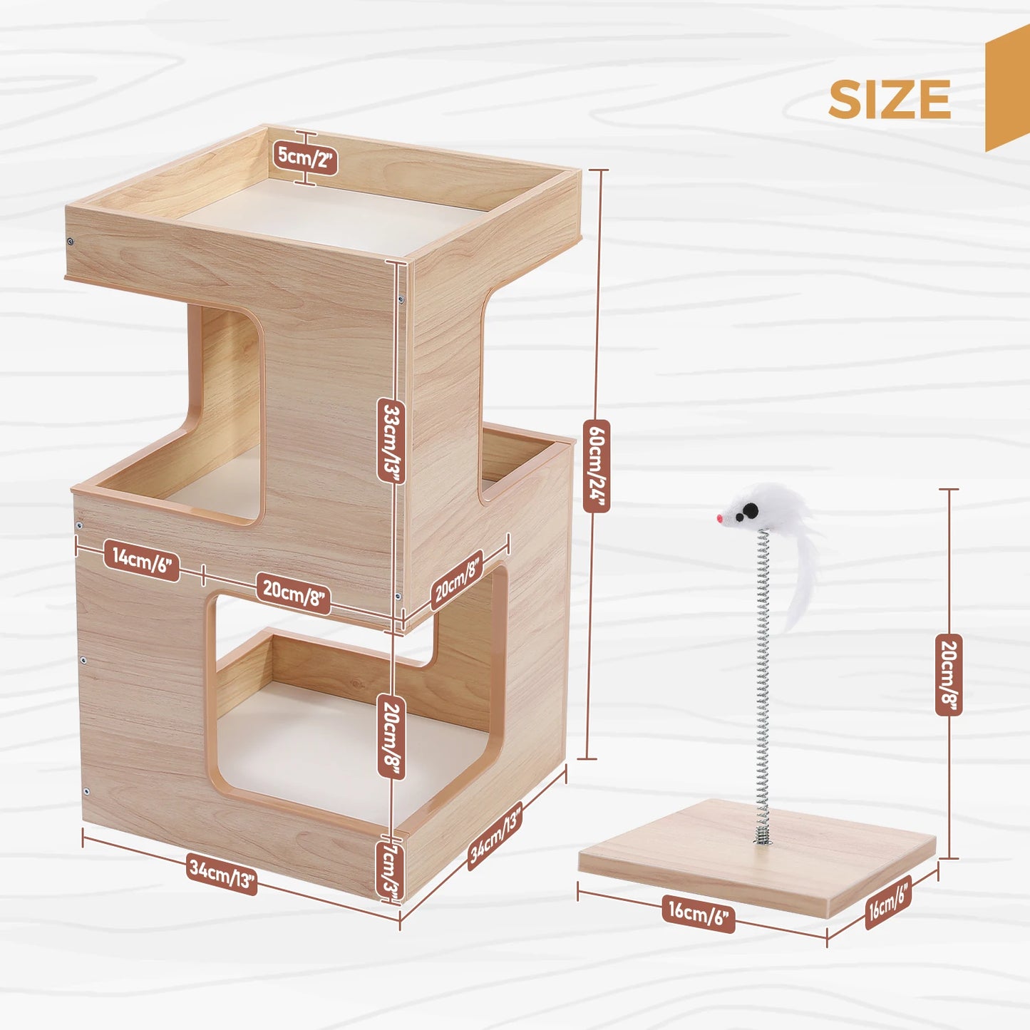 PAWZ Road Wood Cat Condo Bed With Removable Mats