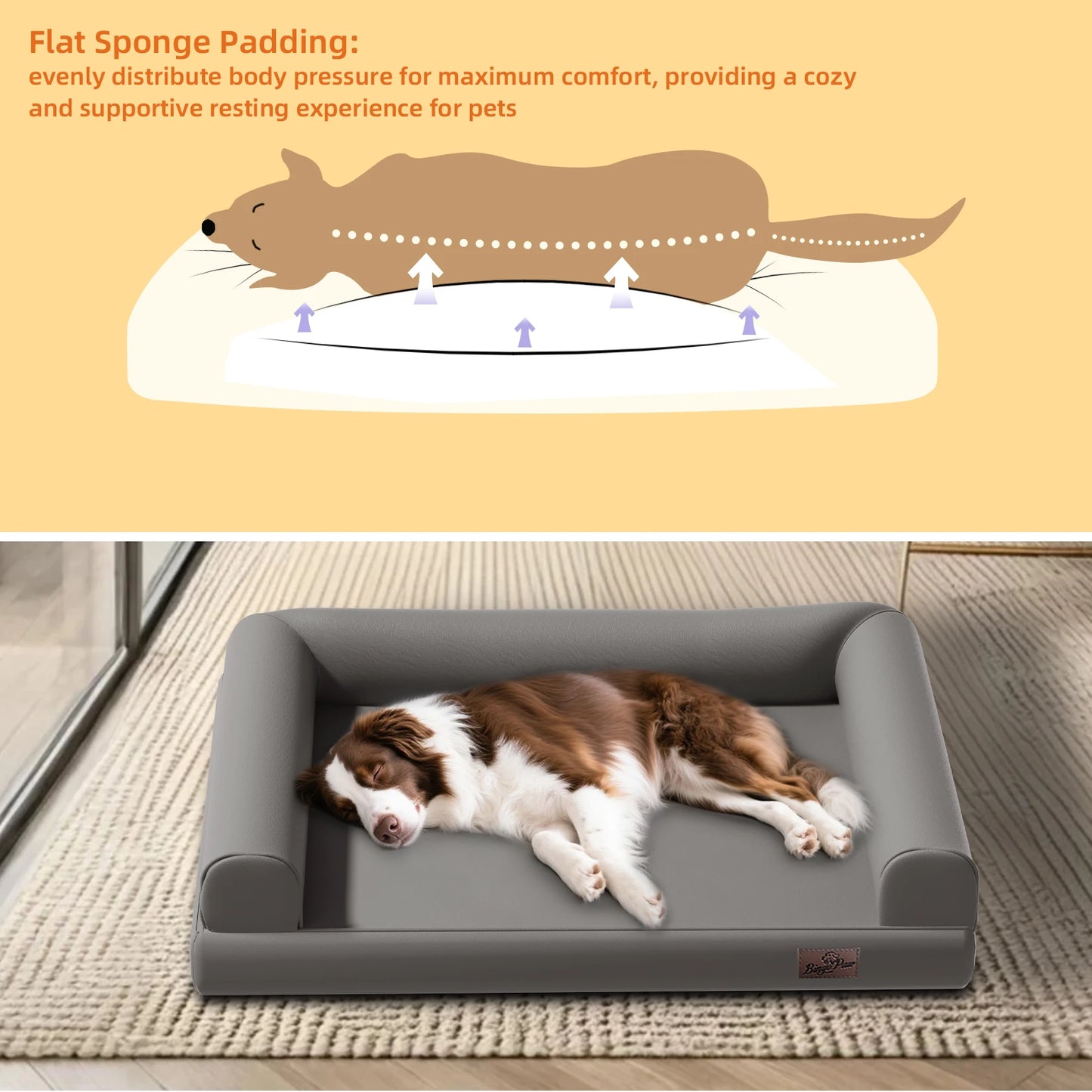 Borwart Orthopedic Dog Bed Bolster With Removable Cover