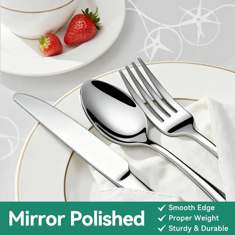 Stainless Steel Silverware Set With Organizer
