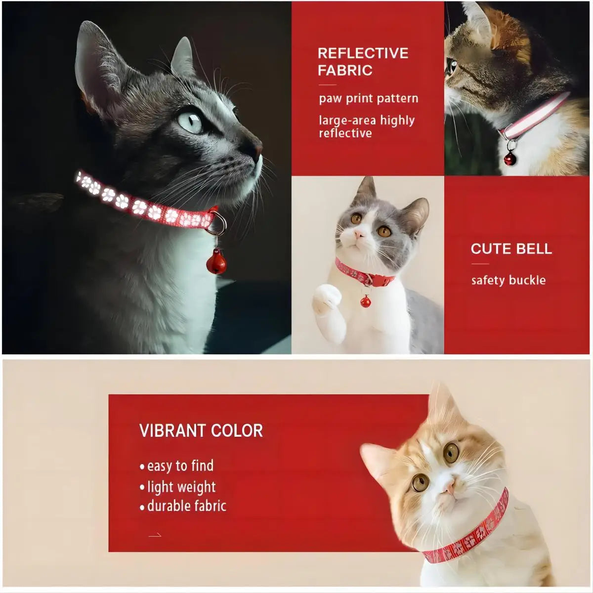 Footprint Reflective Pet Collar Set For Cats And Dogs
