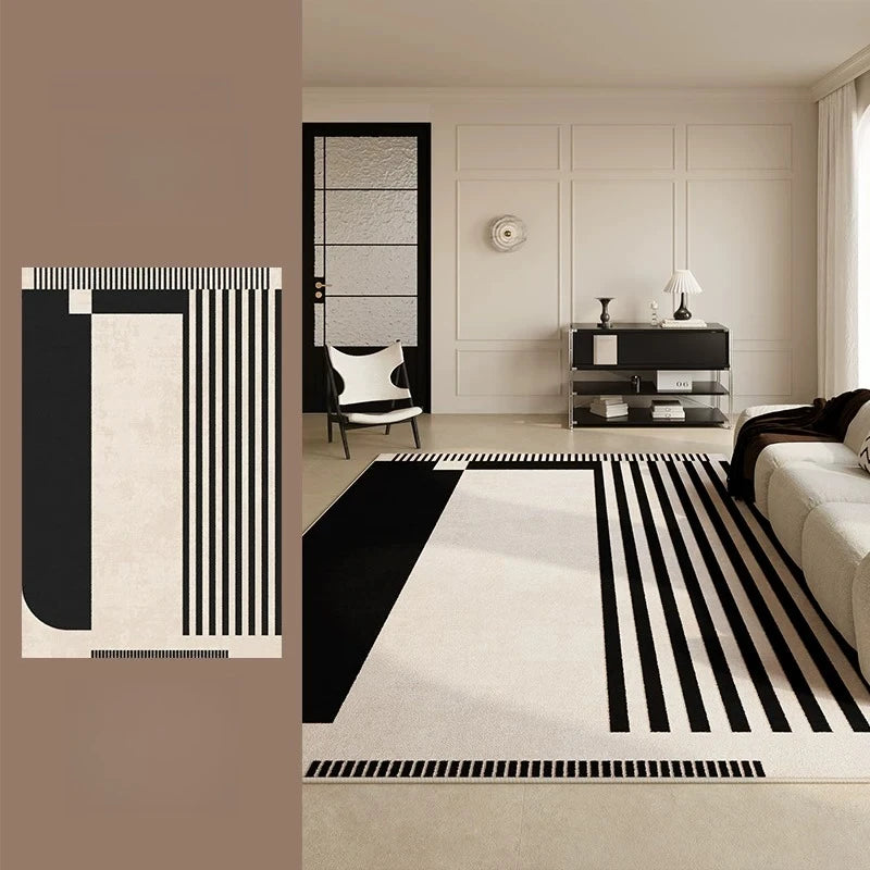 Retro Style Living Room Rug Geometric Polyester Mat