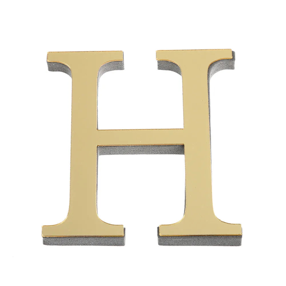 Alphabet 26 Letters 3D Mirror Acrylic Gold Wall Sticker