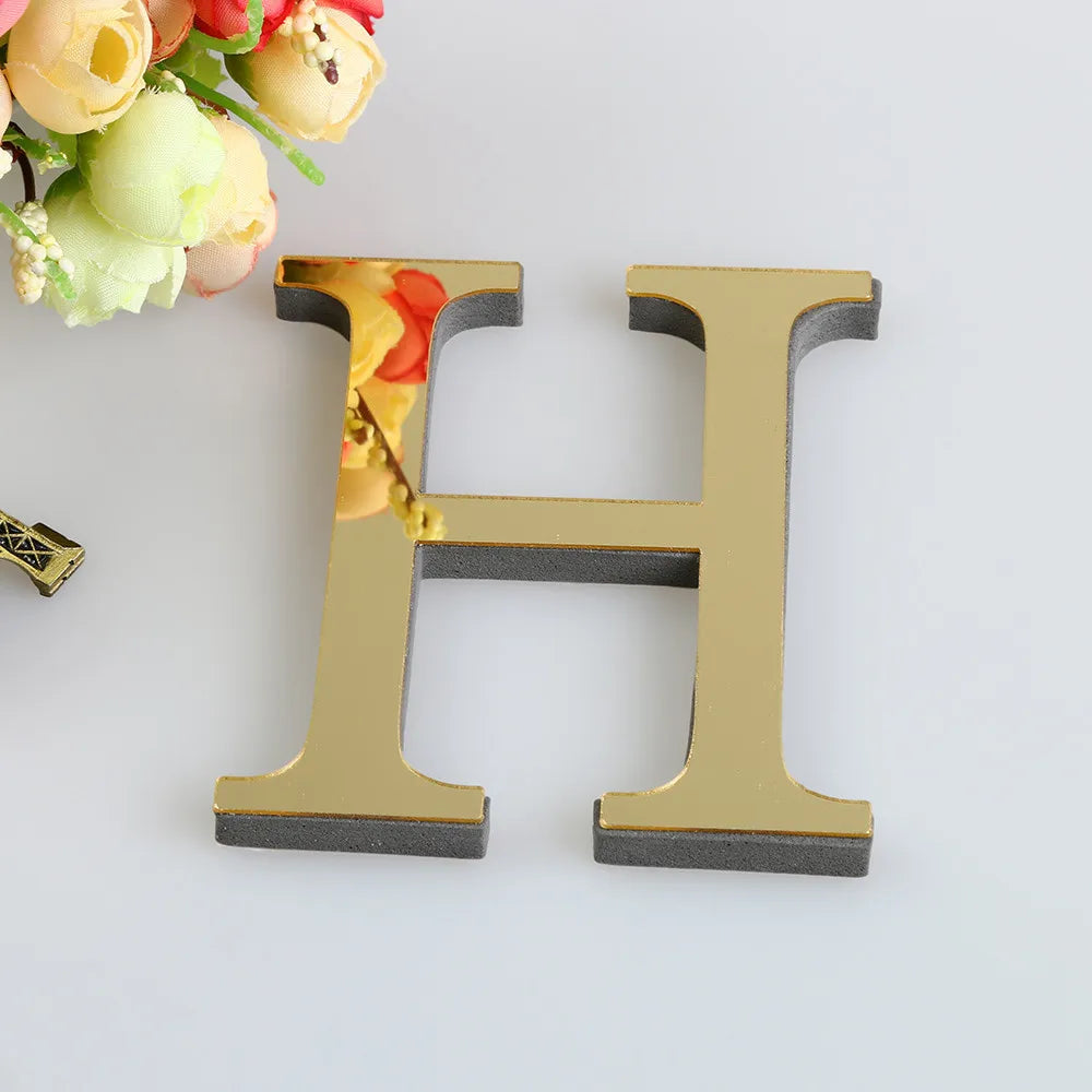 Alphabet 26 Letters 3D Mirror Acrylic Gold Wall Sticker