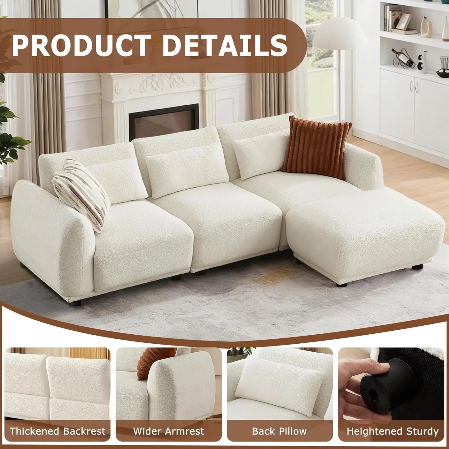 L Shaped Modular Sectional Couch With Convertible Ottoman