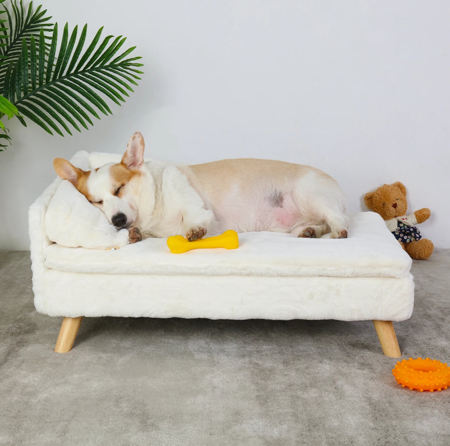 Solid Wood Elevated Pet Sofa Bed For Cats And Dogs