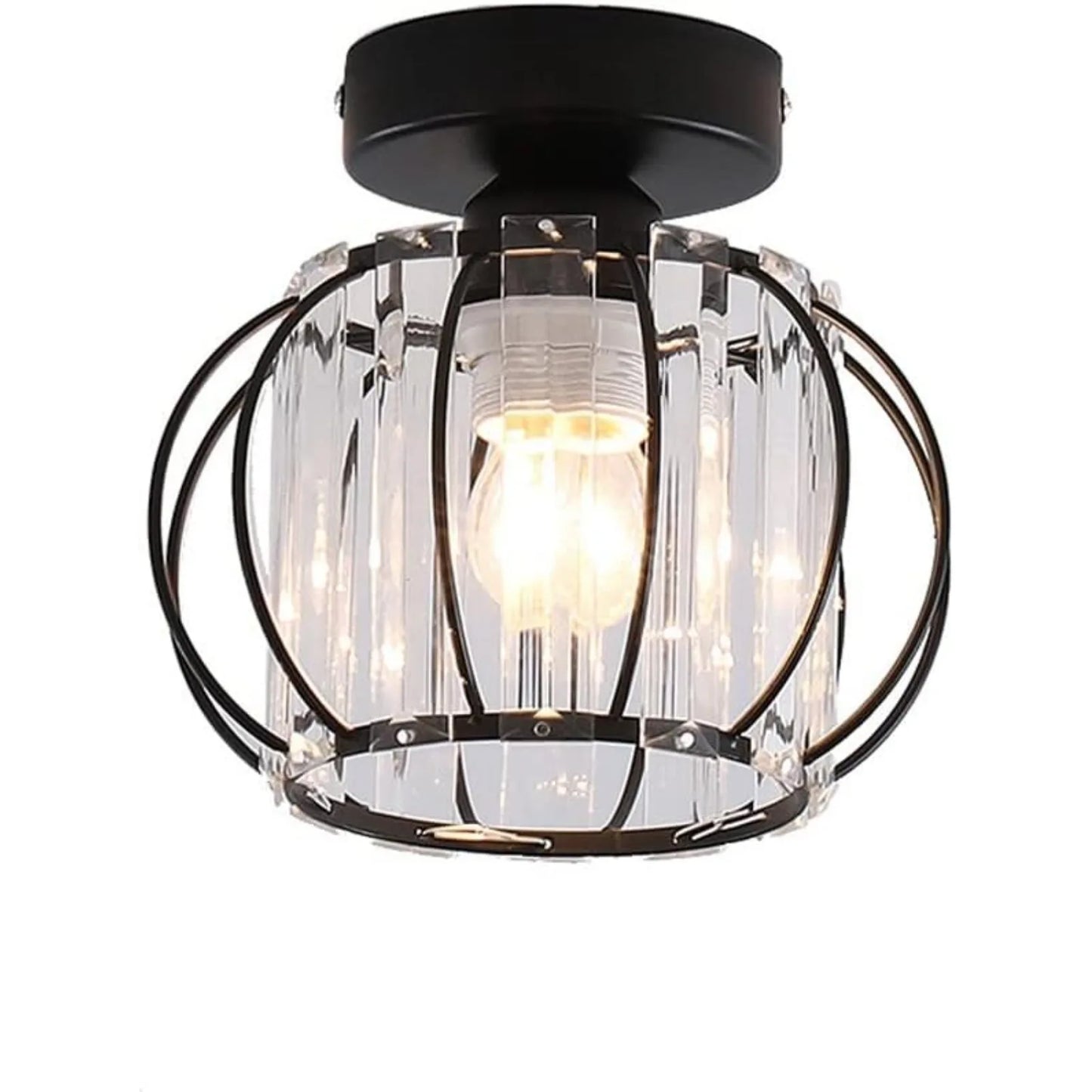 Modern Semi Flush Mount Ceiling Light Fixture With Crystal